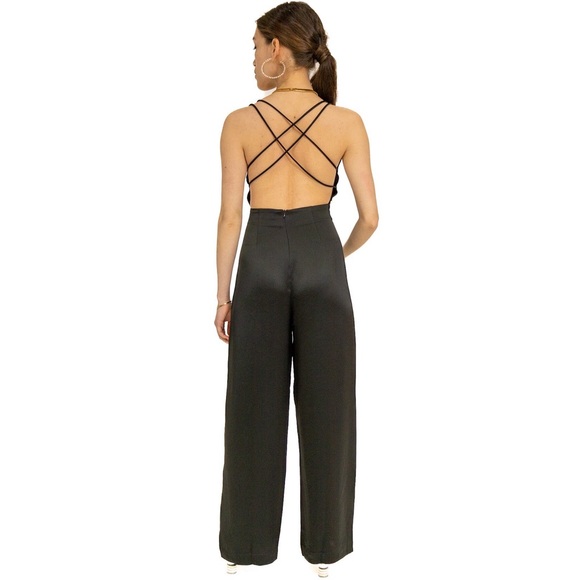 Black Satin Jumpsuit - Picture 3 of 4